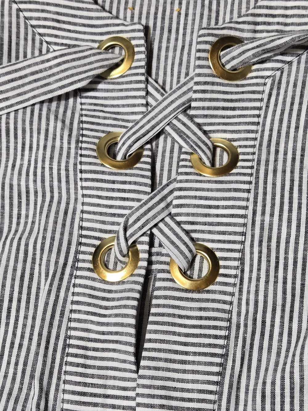 Michael Kors Black and White Striped Lace-Up Tunic